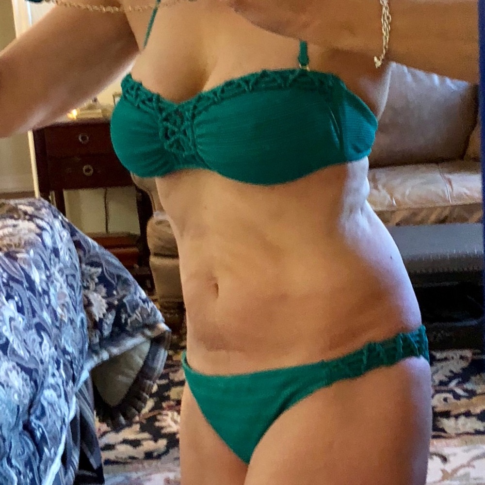 Roxy turquoise bandeau cheeky bikini size M
